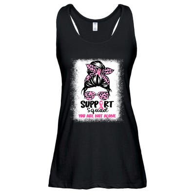 Breast Cancer Support Squad Messy Bun Pink Warrior Awareness Ladies Essential Flowy Tank