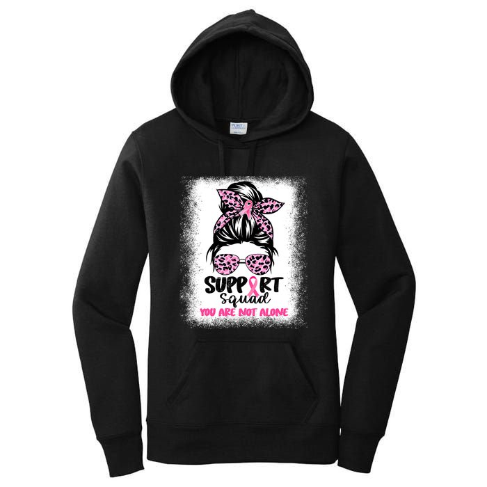 Breast Cancer Support Squad Messy Bun Pink Warrior Awareness Women's Pullover Hoodie