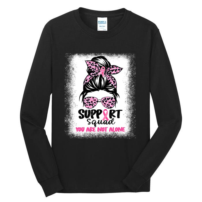 Breast Cancer Support Squad Messy Bun Pink Warrior Awareness Tall Long Sleeve T-Shirt