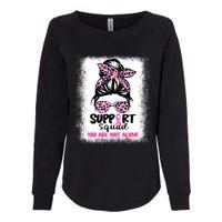 Breast Cancer Support Squad Messy Bun Pink Warrior Awareness Womens California Wash Sweatshirt