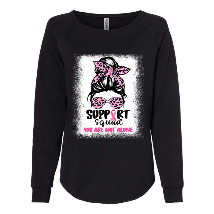 Breast Cancer Support Squad Messy Bun Pink Warrior Awareness Womens California Wash Sweatshirt