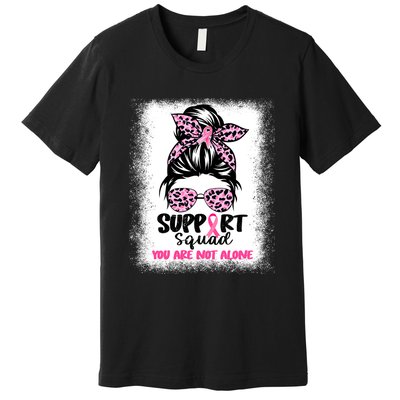 Breast Cancer Support Squad Messy Bun Pink Warrior Awareness Premium T-Shirt