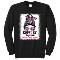 Breast Cancer Support Squad Messy Bun Pink Warrior Awareness Tall Sweatshirt