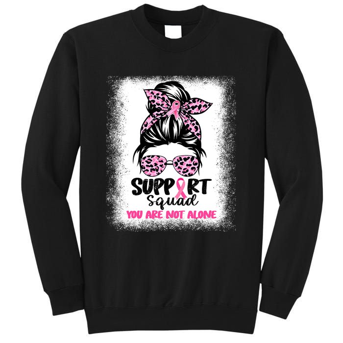 Breast Cancer Support Squad Messy Bun Pink Warrior Awareness Tall Sweatshirt