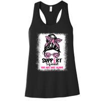 Breast Cancer Support Squad Messy Bun Pink Warrior Awareness Women's Racerback Tank