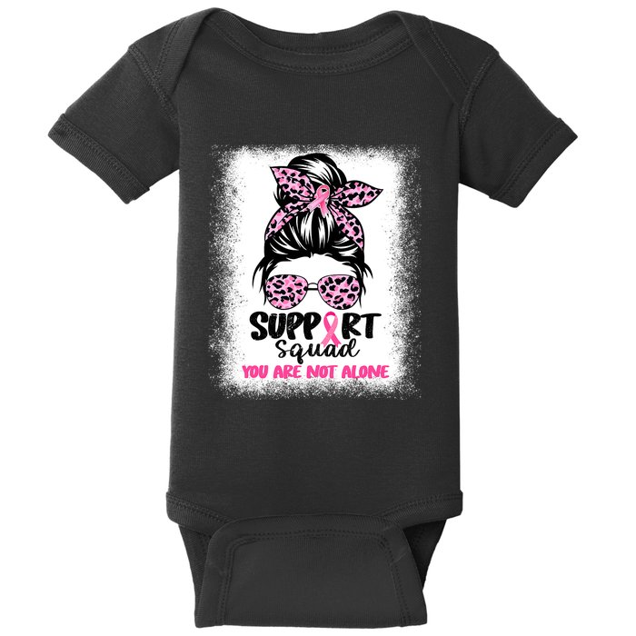 Breast Cancer Support Squad Messy Bun Pink Warrior Awareness Baby Bodysuit