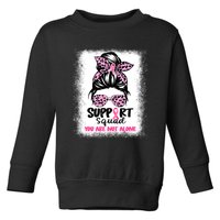 Breast Cancer Support Squad Messy Bun Pink Warrior Awareness Toddler Sweatshirt