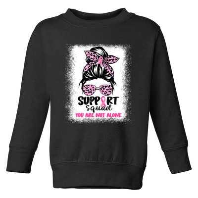 Breast Cancer Support Squad Messy Bun Pink Warrior Awareness Toddler Sweatshirt