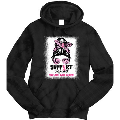 Breast Cancer Support Squad Messy Bun Pink Warrior Awareness Tie Dye Hoodie