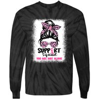 Breast Cancer Support Squad Messy Bun Pink Warrior Awareness Tie-Dye Long Sleeve Shirt