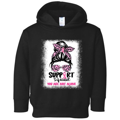 Breast Cancer Support Squad Messy Bun Pink Warrior Awareness Toddler Hoodie