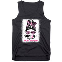 Breast Cancer Support Squad Messy Bun Pink Warrior Awareness Tank Top