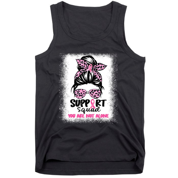 Breast Cancer Support Squad Messy Bun Pink Warrior Awareness Tank Top