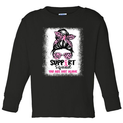 Breast Cancer Support Squad Messy Bun Pink Warrior Awareness Toddler Long Sleeve Shirt