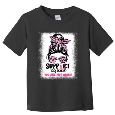 Breast Cancer Support Squad Messy Bun Pink Warrior Awareness Toddler T-Shirt