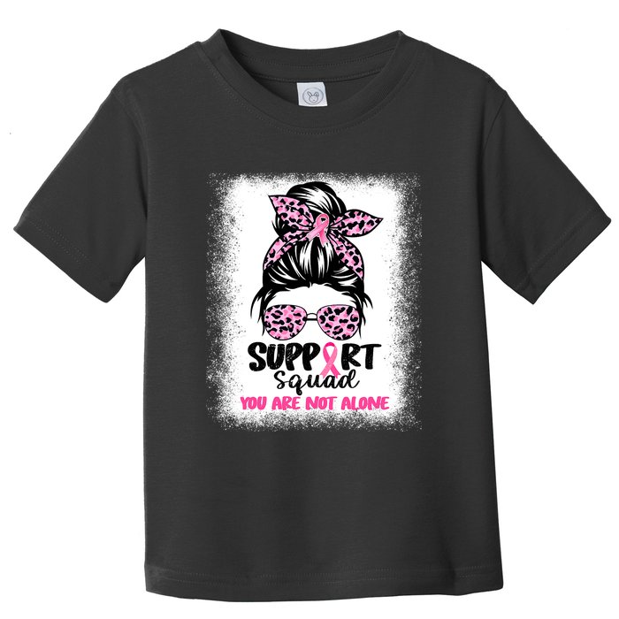 Breast Cancer Support Squad Messy Bun Pink Warrior Awareness Toddler T-Shirt