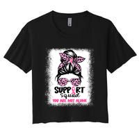 Breast Cancer Support Squad Messy Bun Pink Warrior Awareness Women's Crop Top Tee