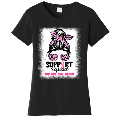 Breast Cancer Support Squad Messy Bun Pink Warrior Awareness Women's T-Shirt