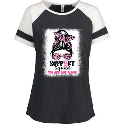 Breast Cancer Support Squad Messy Bun Pink Warrior Awareness Enza Ladies Jersey Colorblock Tee