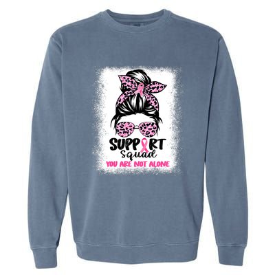 Breast Cancer Support Squad Messy Bun Pink Warrior Awareness Garment-Dyed Sweatshirt