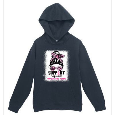 Breast Cancer Support Squad Messy Bun Pink Warrior Awareness Urban Pullover Hoodie