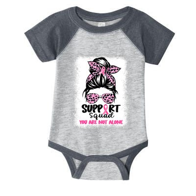 Breast Cancer Support Squad Messy Bun Pink Warrior Awareness Infant Baby Jersey Bodysuit