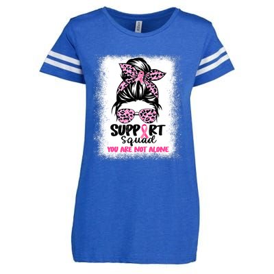 Breast Cancer Support Squad Messy Bun Pink Warrior Awareness Enza Ladies Jersey Football T-Shirt