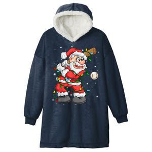 Baseball Christmas Softball Santa Claus Hooded Wearable Blanket