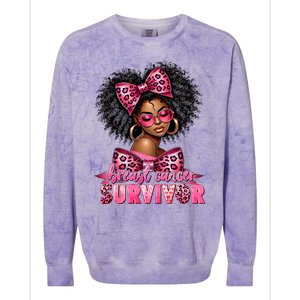 Breast Cancer Survivor Afro Queen Black Ribbon Colorblast Crewneck Sweatshirt