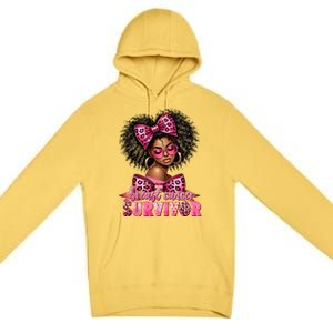 Breast Cancer Survivor Afro Queen Black Ribbon Premium Pullover Hoodie