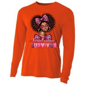 Breast Cancer Survivor Afro Queen Black Ribbon Cooling Performance Long Sleeve Crew