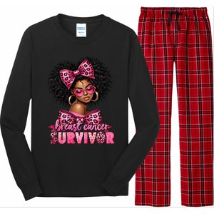 Breast Cancer Survivor Afro Queen Black Ribbon Long Sleeve Pajama Set