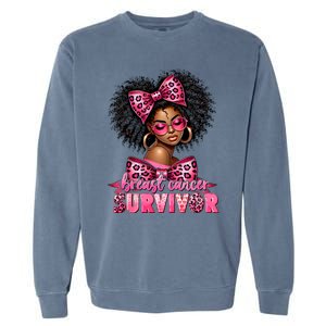 Breast Cancer Survivor Afro Queen Black Ribbon Garment-Dyed Sweatshirt