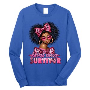 Breast Cancer Survivor Afro Queen Black Ribbon Long Sleeve Shirt