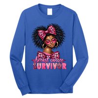 Breast Cancer Survivor Afro Queen Black Ribbon Long Sleeve Shirt