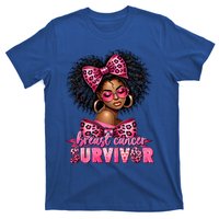 Breast Cancer Survivor Afro Queen Black Ribbon T-Shirt