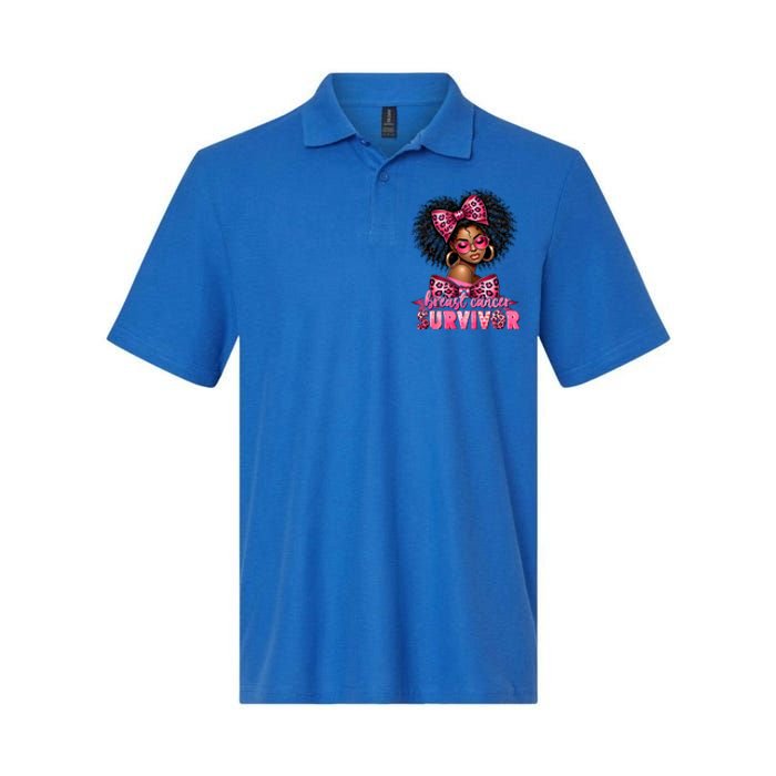 Breast Cancer Survivor Afro Queen Black Ribbon Softstyle Adult Sport Polo