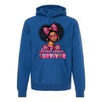 Breast Cancer Survivor Afro Queen Black Ribbon Premium Hoodie