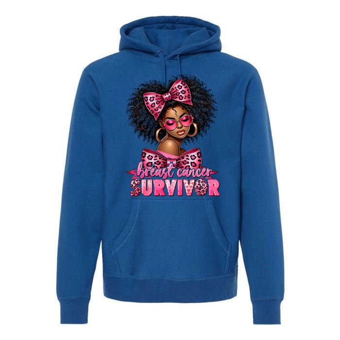 Breast Cancer Survivor Afro Queen Black Ribbon Premium Hoodie