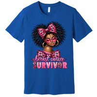 Breast Cancer Survivor Afro Queen Black Ribbon Premium T-Shirt