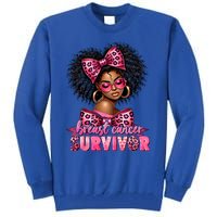 Breast Cancer Survivor Afro Queen Black Ribbon Tall Sweatshirt