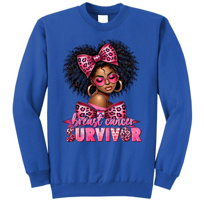 Breast Cancer Survivor Afro Queen Black Ribbon Tall Sweatshirt