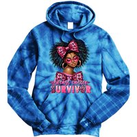 Breast Cancer Survivor Afro Queen Black Ribbon Tie Dye Hoodie