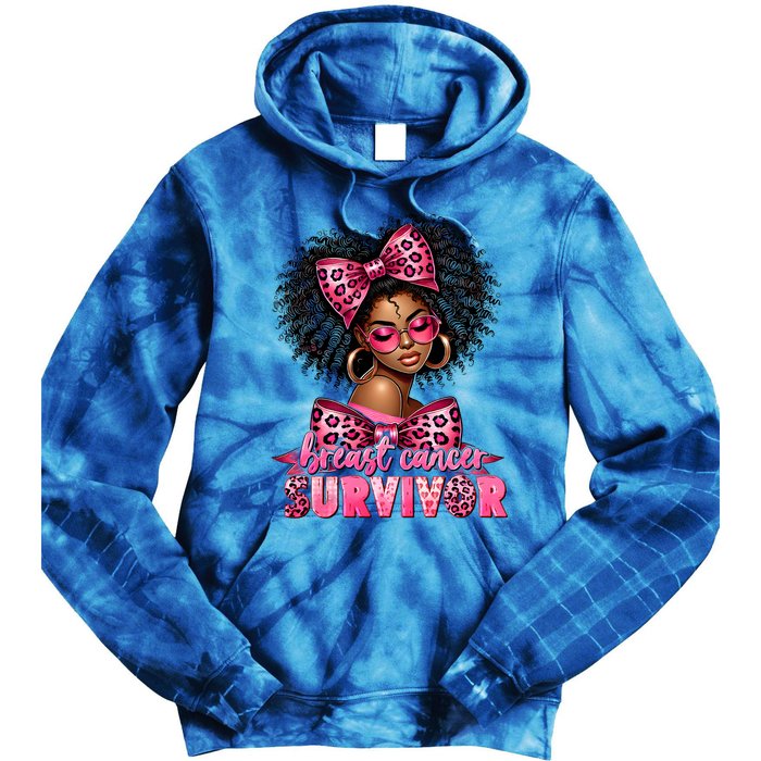 Breast Cancer Survivor Afro Queen Black Ribbon Tie Dye Hoodie