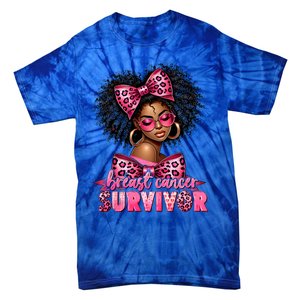 Breast Cancer Survivor Afro Queen Black Ribbon Tie-Dye T-Shirt