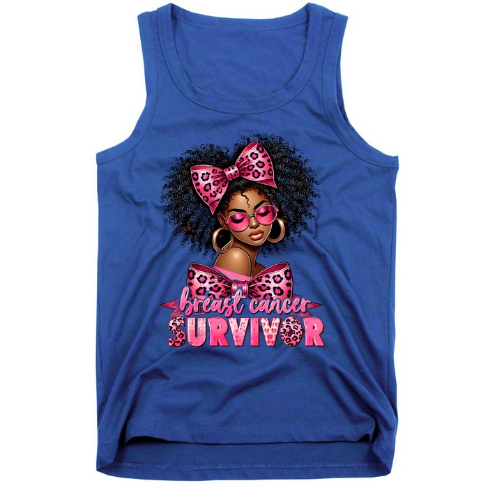 Breast Cancer Survivor Afro Queen Black Ribbon Tank Top