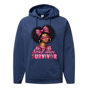 Breast Cancer Survivor Afro Queen Black Ribbon Performance Fleece Hoodie