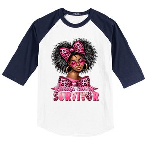 Breast Cancer Survivor Afro Queen Black Ribbon Baseball Sleeve Shirt