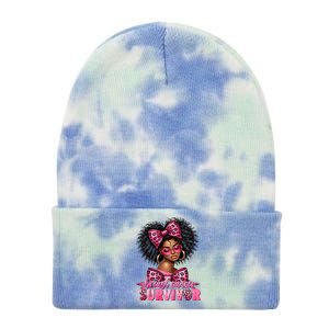 Breast Cancer Survivor Afro Queen Black Ribbon Tie Dye 12in Knit Beanie