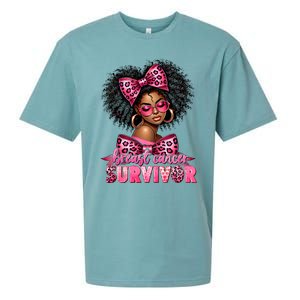 Breast Cancer Survivor Afro Queen Black Ribbon Sueded Cloud Jersey T-Shirt